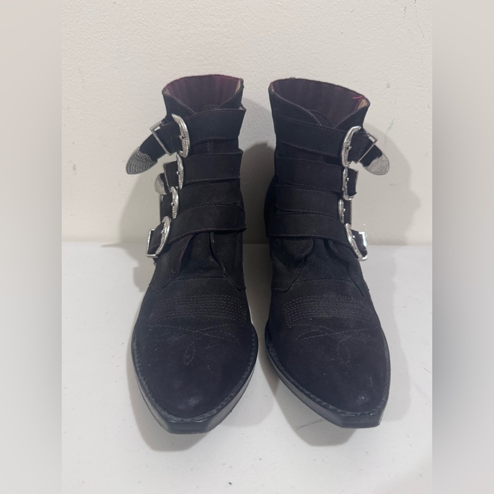 TOGA Pulla Black Ankle Boots with Silver Accents